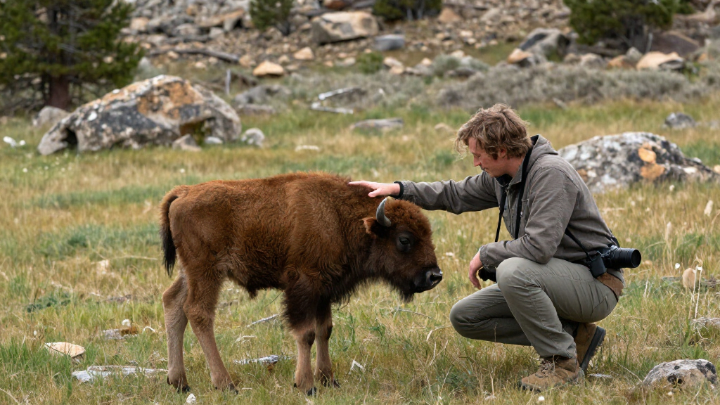 Child Bison Encounter Yellowstone