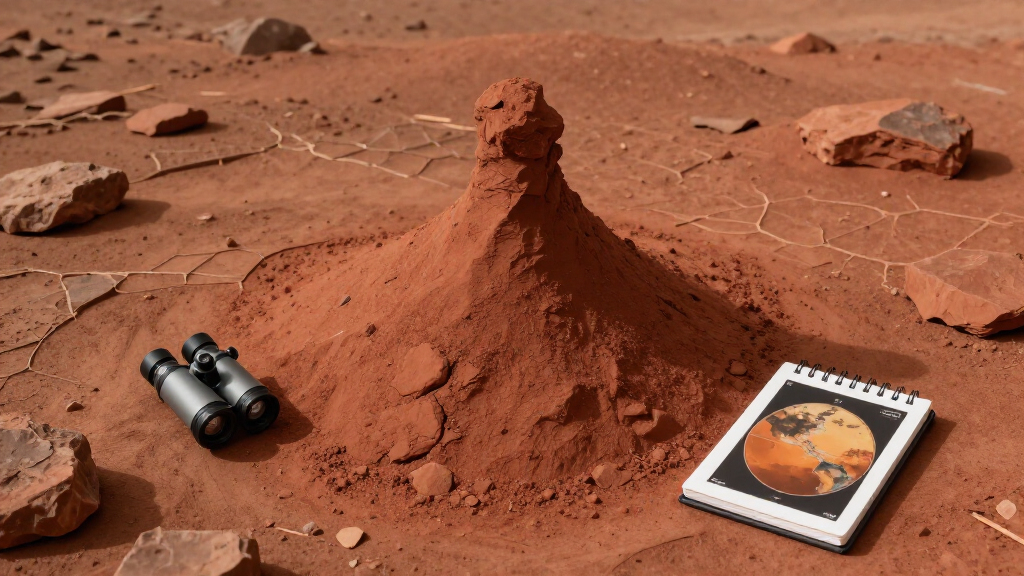 High-Res Photo Shows Sand-Capped Butte Rising From Mars Plain Of Polygons